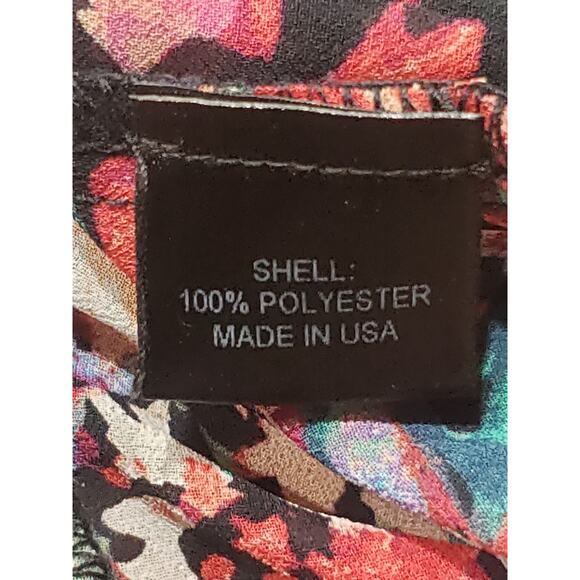 WAYF Floral Print Low High Front Wrap 100% Polyester Long Sleeved Blouse - Picture 6 of 9